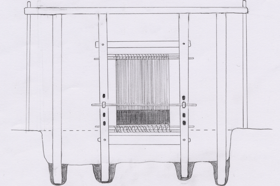 fond-de-cabane-32-avec-métier-à-tisser-vertical-à-2-fosses-d'ancrage